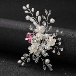 Accesoriu modern pentru decor par CA008AA Argintiu cu perle si cristale